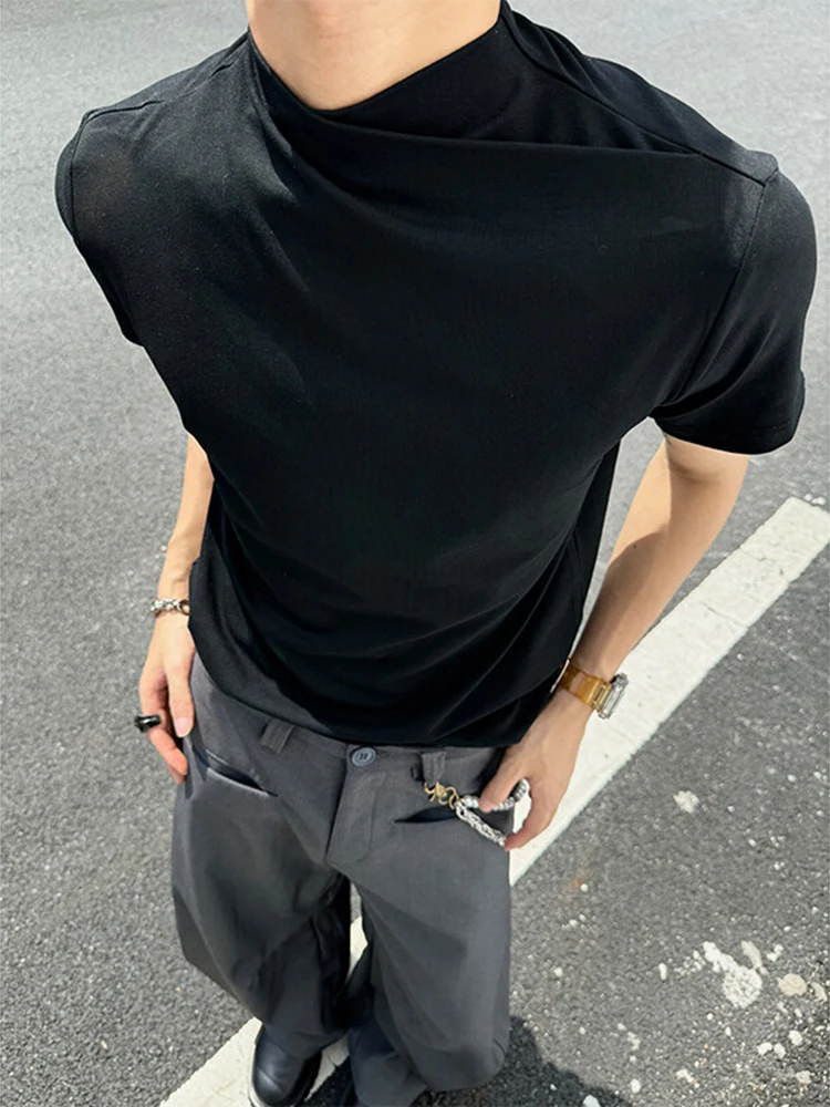 

Cleanfit Slim Fit трикотажная футболка ort Sve с высоким воротником, летняя модная повседневная дышащая круглая футболка для мужчин