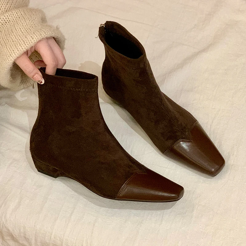 ساحة تو المرأة حذاء من الجلد الشقق فساتين راقية أحذية مصمم أحذية الشتاء الفاخرة 2025 جديد مريح المشي Mujer الثلوج بوتاس