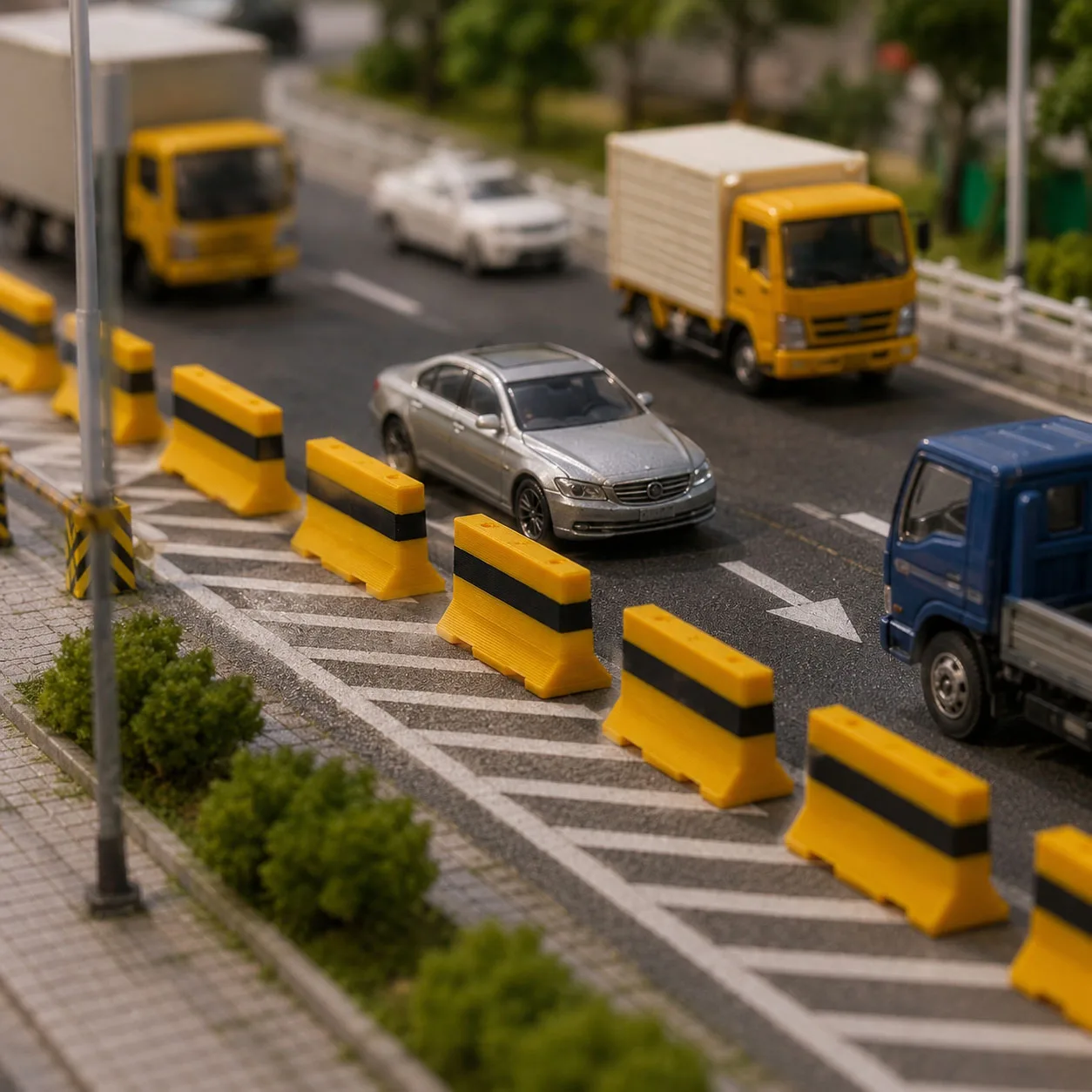 1:64 1:87 Mini-Zement-Straßenbarrieren 6-teiliges Set, Stadtstraßen-Parkplatz-Bau-Diorama-Zubehör für Modellautos und Zug-Layouts – Detail 7
