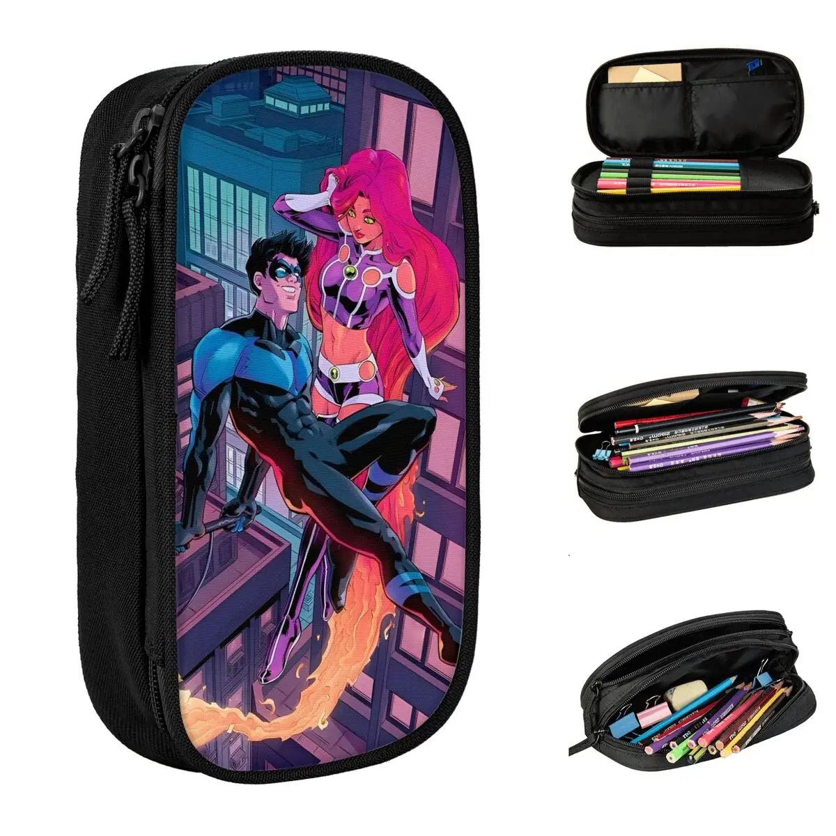 

Nightwing Starfire Superhero Pencil Case Princess Koriand'r Pencilcases Pen for Student Bag Students School Zipper Stationery