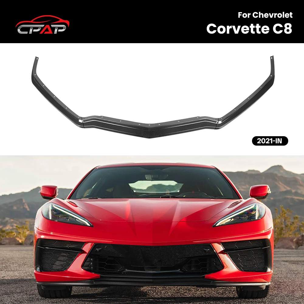 

Real Dry Carbon Fiber Front Diffuser Bumper Lip Splitter For Chevrolet Corvette C8 Sports Style 2021-IN