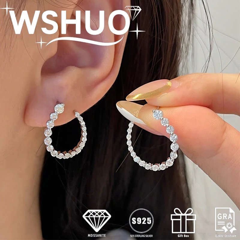 

1.26 Carats Round Cut Moissanite U-shaped Earrings 925 Sterling Silver Wedding Party Diamond Earrings Women Fine Jewelry Gift