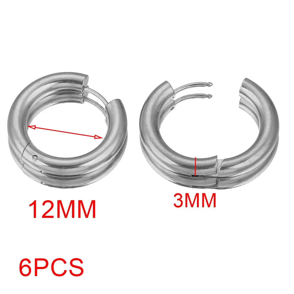 6 stücke Edelstahl 4mm Dicke Ohrringe Vergoldet Große Runde Koreanische Ohr Ringe Hoop Ohrring für Frauen Weibliche schmuck Luxus