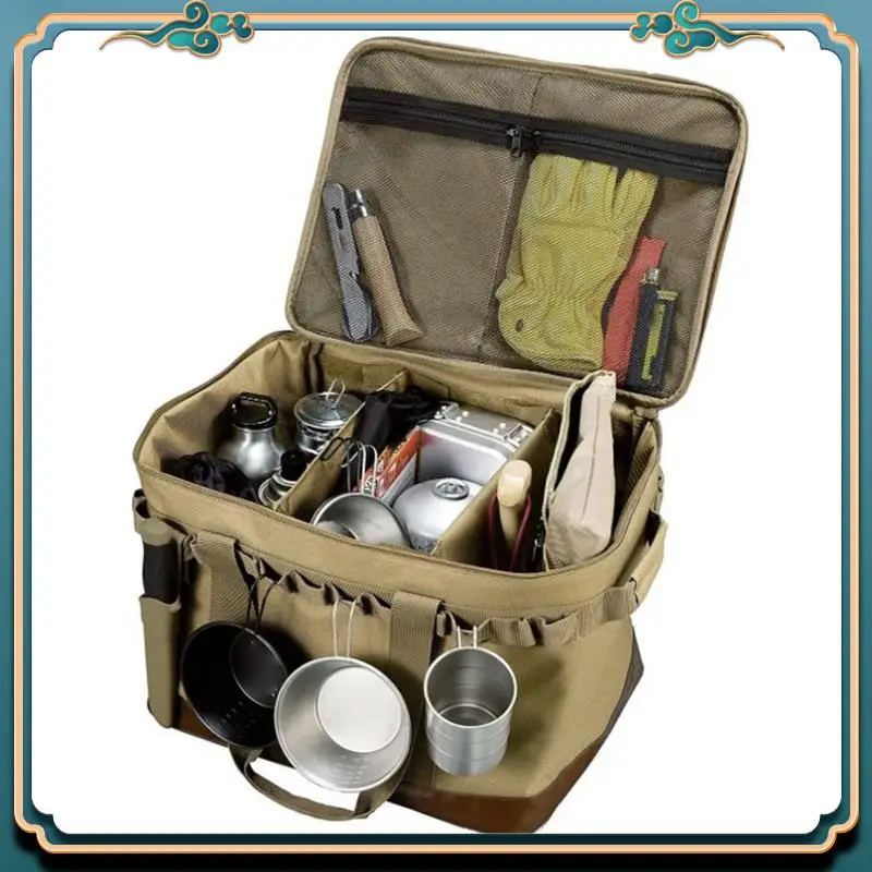 

Khaki Outdoor Camping Picnic Bag Hiking Picnic Storage Bag Food Bag Large Storage Light Tableware Picnic Bag Easy To Use
