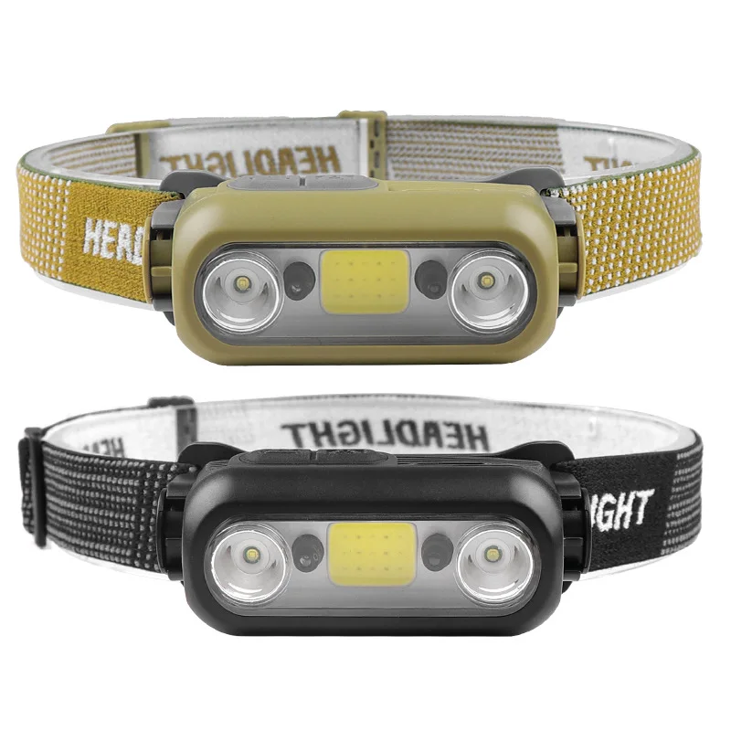 Portable XPE+COB Inductive Headlight USB Rechargeable Sense Headlamp With Power Indicator For Outdoor Night Running Riding