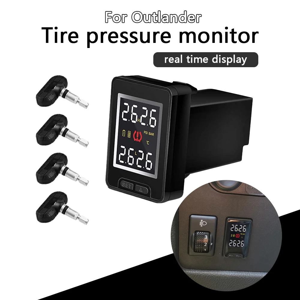 

Car TPMS Tire Pressure Alarm Monitoring System for Mitsubishi Outlander PHEV Mirage L200 Eclipse 4Pcs External Internal Sensor