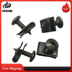 10pcs Car Motorcycle Scooter ATV Moped E-bike Plastic Cover Metal Retainer U-Type Clips Self-tapping Screws M4 M5