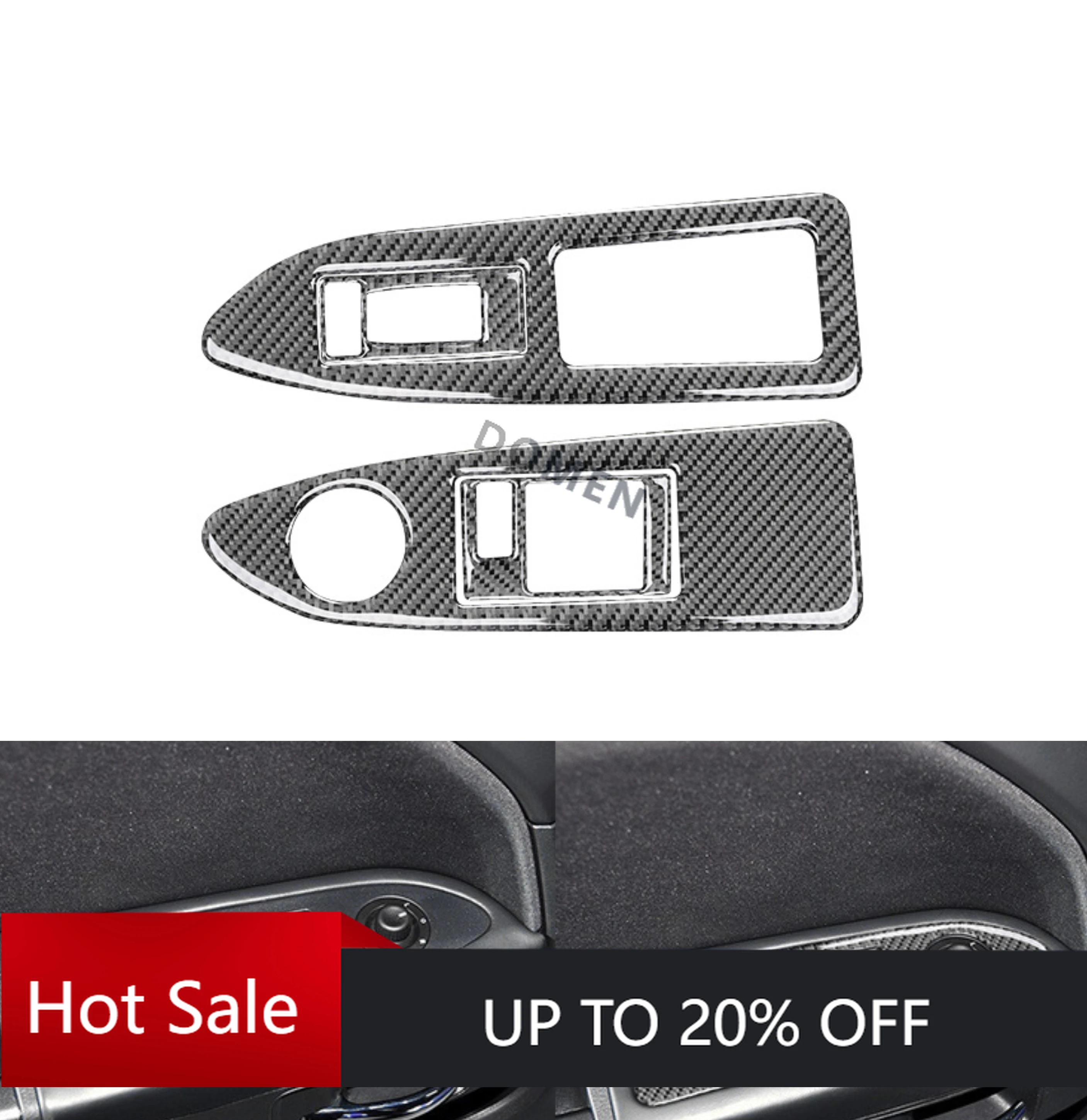 DOMEN New Car Window Lift Switch Panel Trim Decals Sticker For Dodge Challenger 2008 2009 2010 2011 2012 2013 2014 Carbon Fiber
