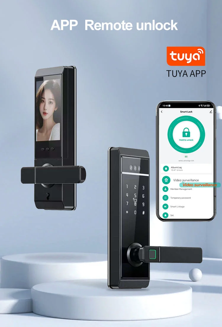 Smart Face Lock Tuya App Palm Unlock Code Card Fingerprint Digital Door Lock With HD Camera