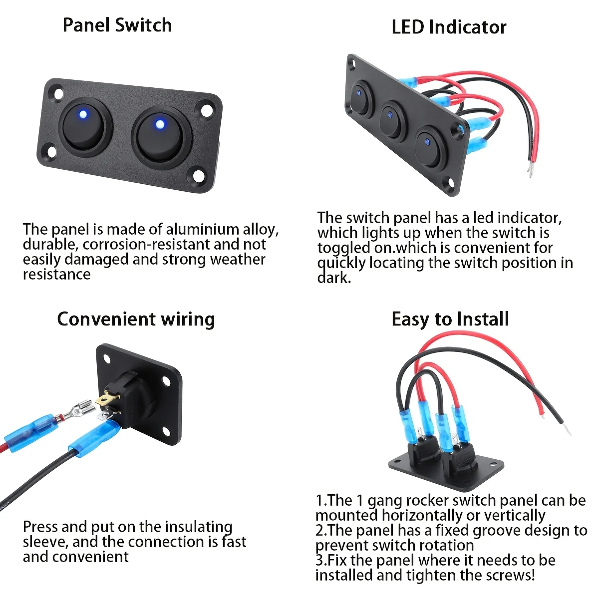 20A modrá oběžník joysticku spínač panel s 3-pin aluminium vodotěsný 12V, vhodný pro aut, kamiony, boats, rvs, jachty, alpd