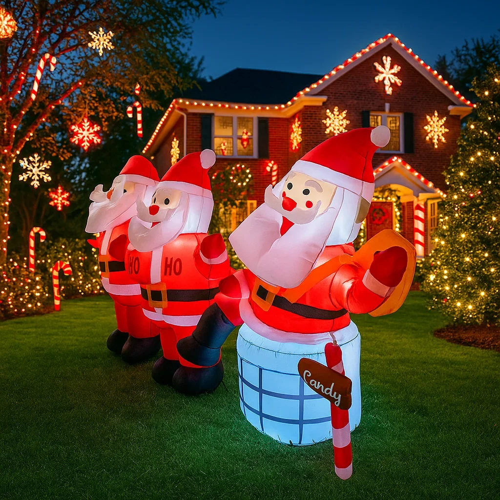 1.8M/5.9FT Opblaasbare Kerstman Ho Ho Ho Lichten LED Woondecoratie Speelgoed Yard Xmas Vakantie Benodigdheden Outdoor Party decoraties