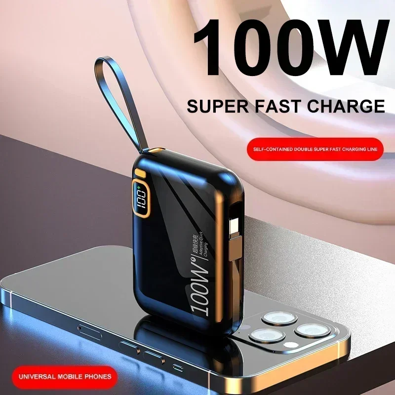 Banco de energía portátil de 30000mah PD100W USB desmontable a Cable tipo C cargador rápido bidireccional Mini banco de energía para IPhone Xiaomi Samsung