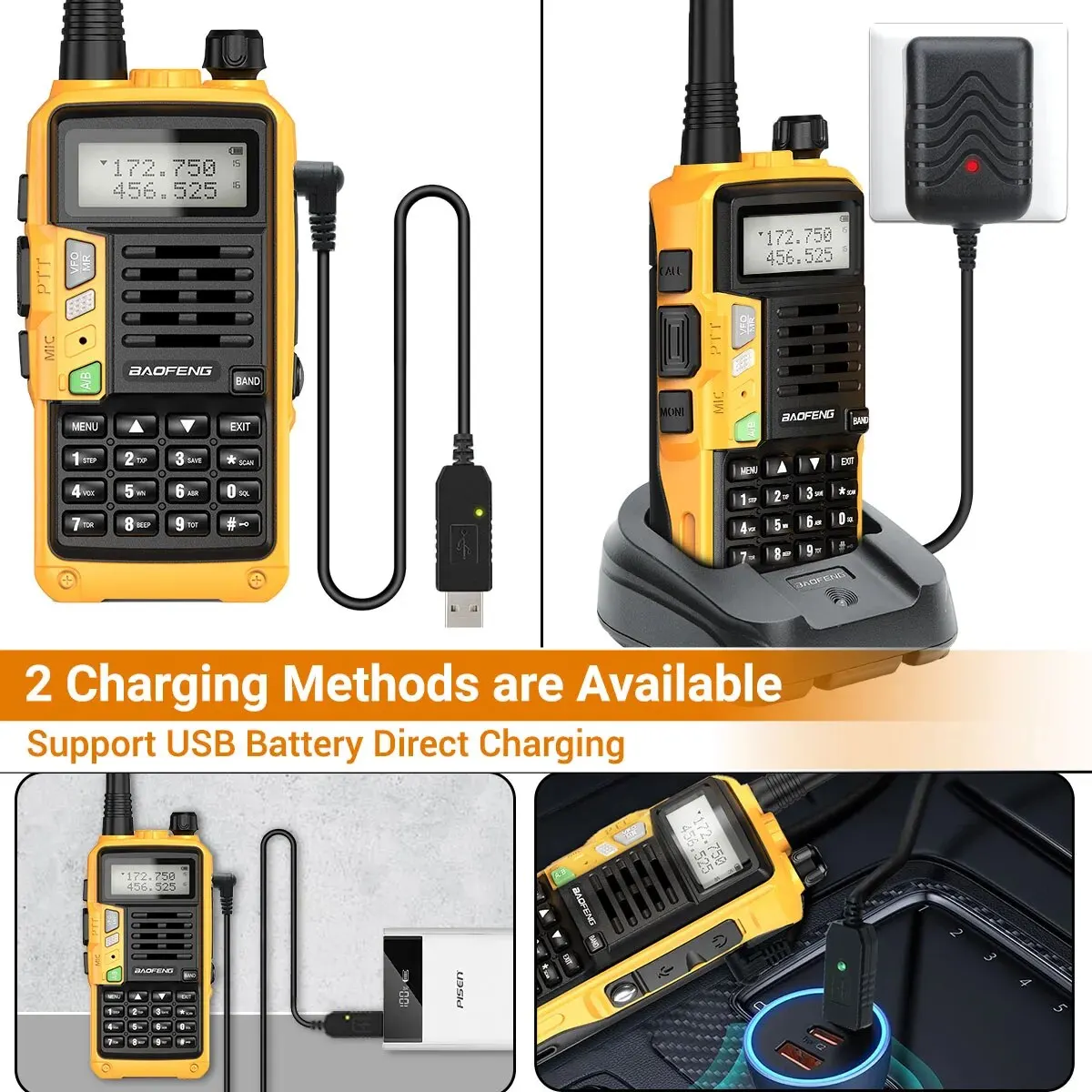 BAOFENG UV-S9 Plus V2 10W Portable Walkie Talkie USB Charger 16 KM Long Range Dual Band Transceiver Two Way Radio Ham Radio