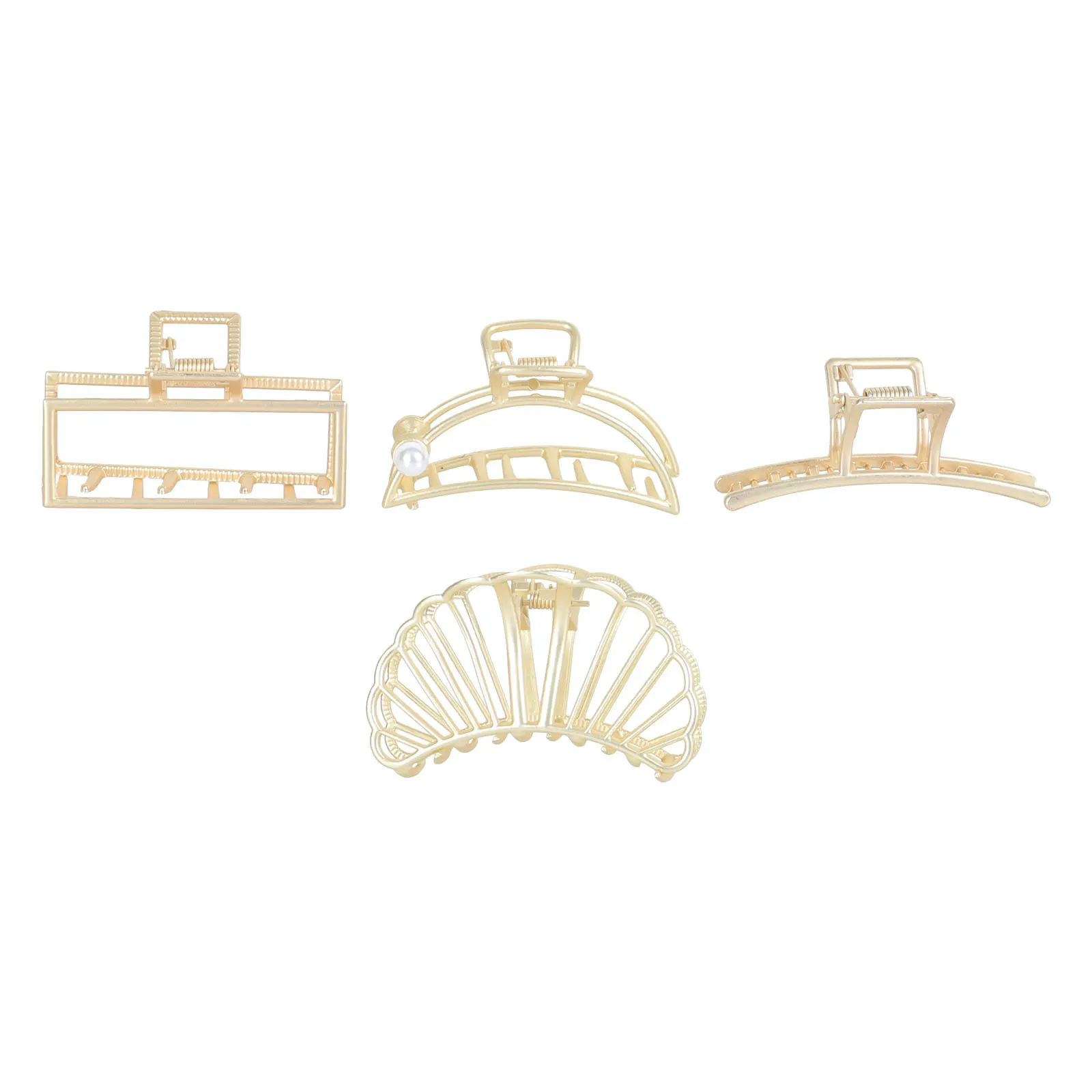 

4Pcs Claw Clip Hairpins Gold Female Headdress French Alloy Decorative Accessories Hair Tool Travel Bath Makeup