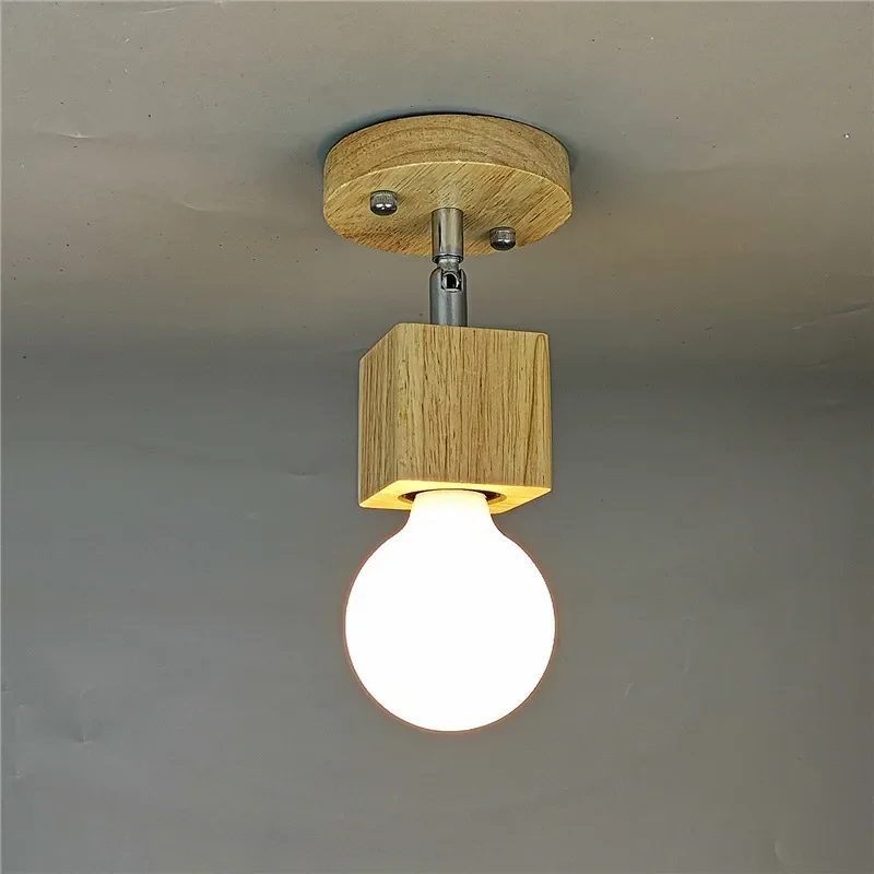 Nordic Modern Wood Square Luces Led Lights for Room Living Room Kitchen Porch Ceiling Lights Plafon Led Techo Led Verlichting