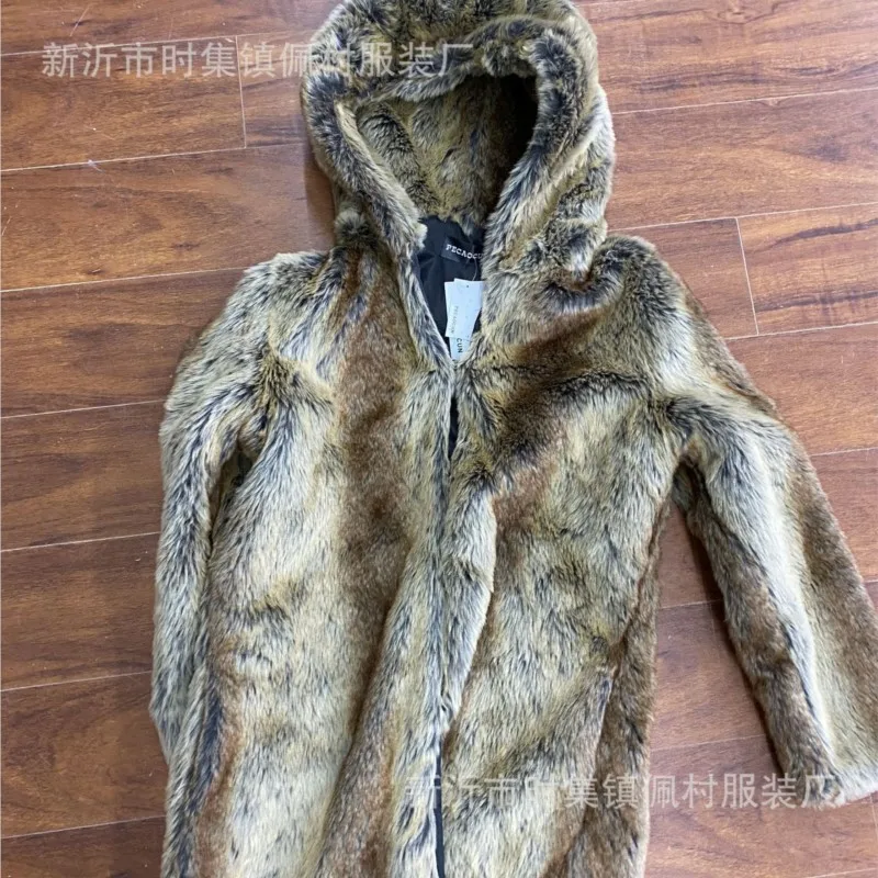 Like Wolf Artificial Fox Fur Coat Cartoon Ear Hooded Faux Rabbit Fur Coats Plush Jacket Faux Fur Hood Animal Hat Women Outwear