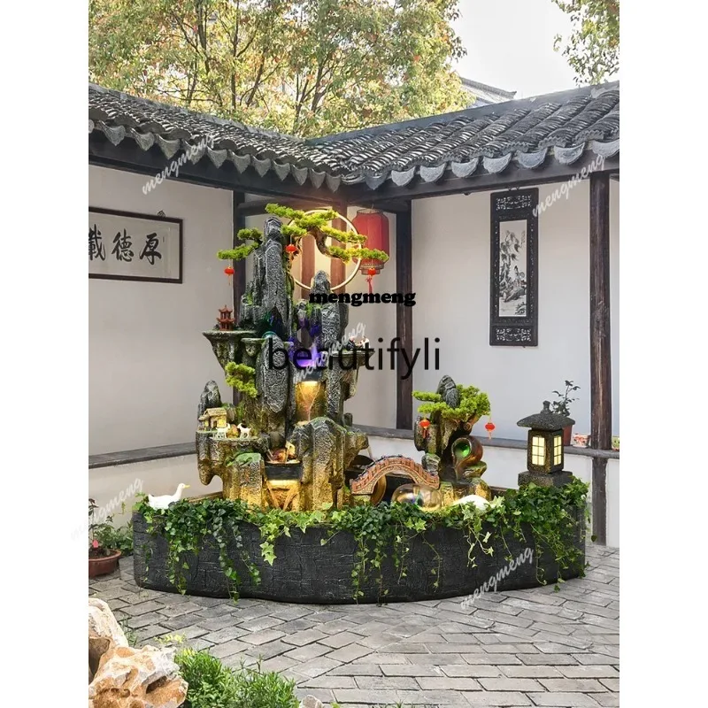 Large rockery fountain flowing water ornament garden courtyard decoration office fish pond landscaping  DD