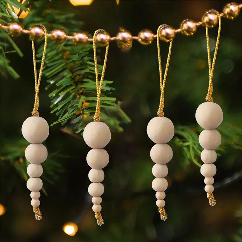 3pcs albero di natale ornamenti appesi perline di legno ciondoli stringa decorazioni natalizie festa capodanno decorazioni per la casa regali di