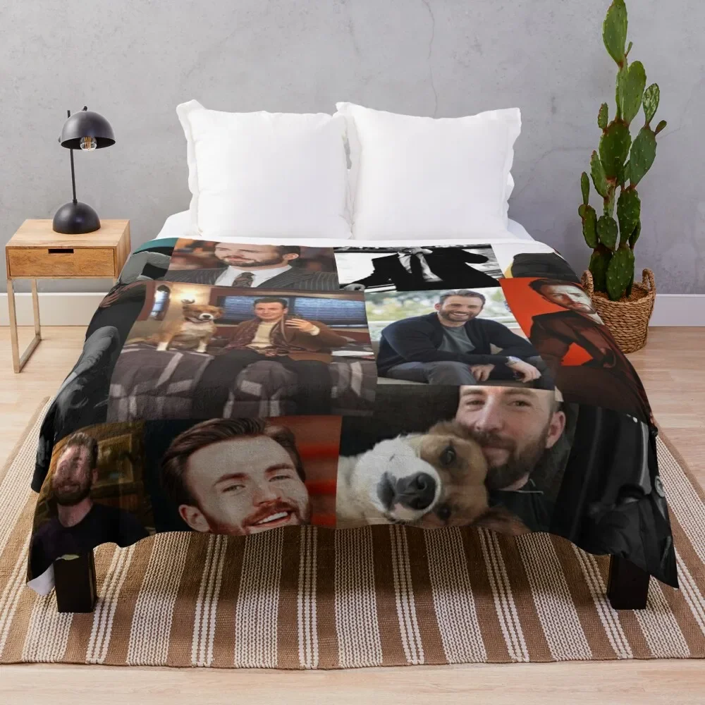 

Chris Evans pic collage Throw Blanket Large Extra Large Throw warm for winter Blankets