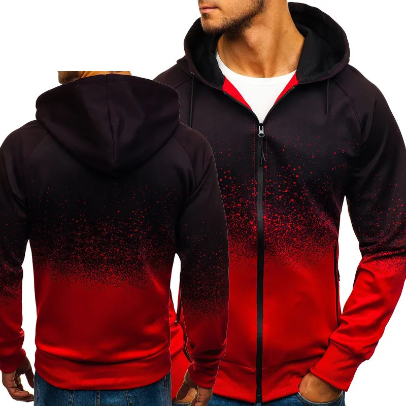 

Men's Jacket Casual HipHop Harajuku Gradient Color Hooded Sweatshirts zipper Hoodies Man Clothing