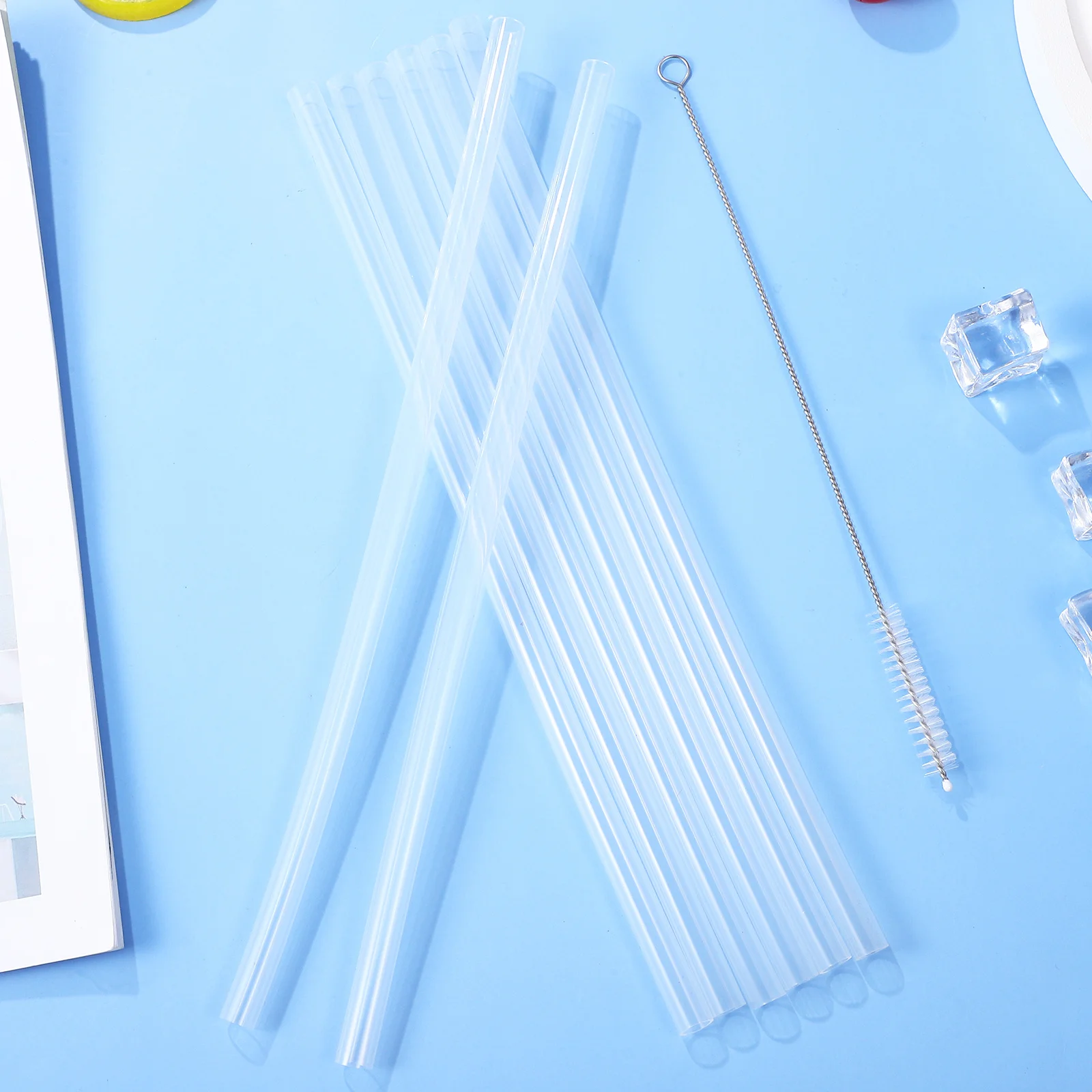 

8Pcs Silicone Drinking Straws Long Reusable Cuttable Straws for Water Bottles Tumblers Cleaning Brush Water Jugs Straws,