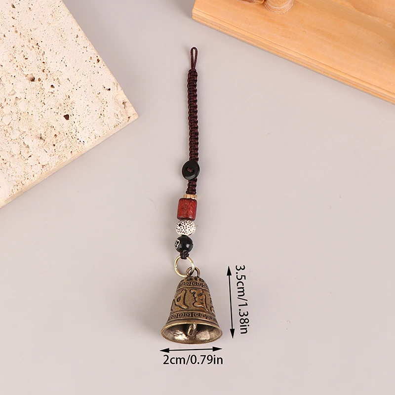 New Vintage Brass Tibetan Buddhism Mantra- Bell Keychains Lanyard Pendants Handmade Rope Car Key Chain Rings Hanging Jewelry