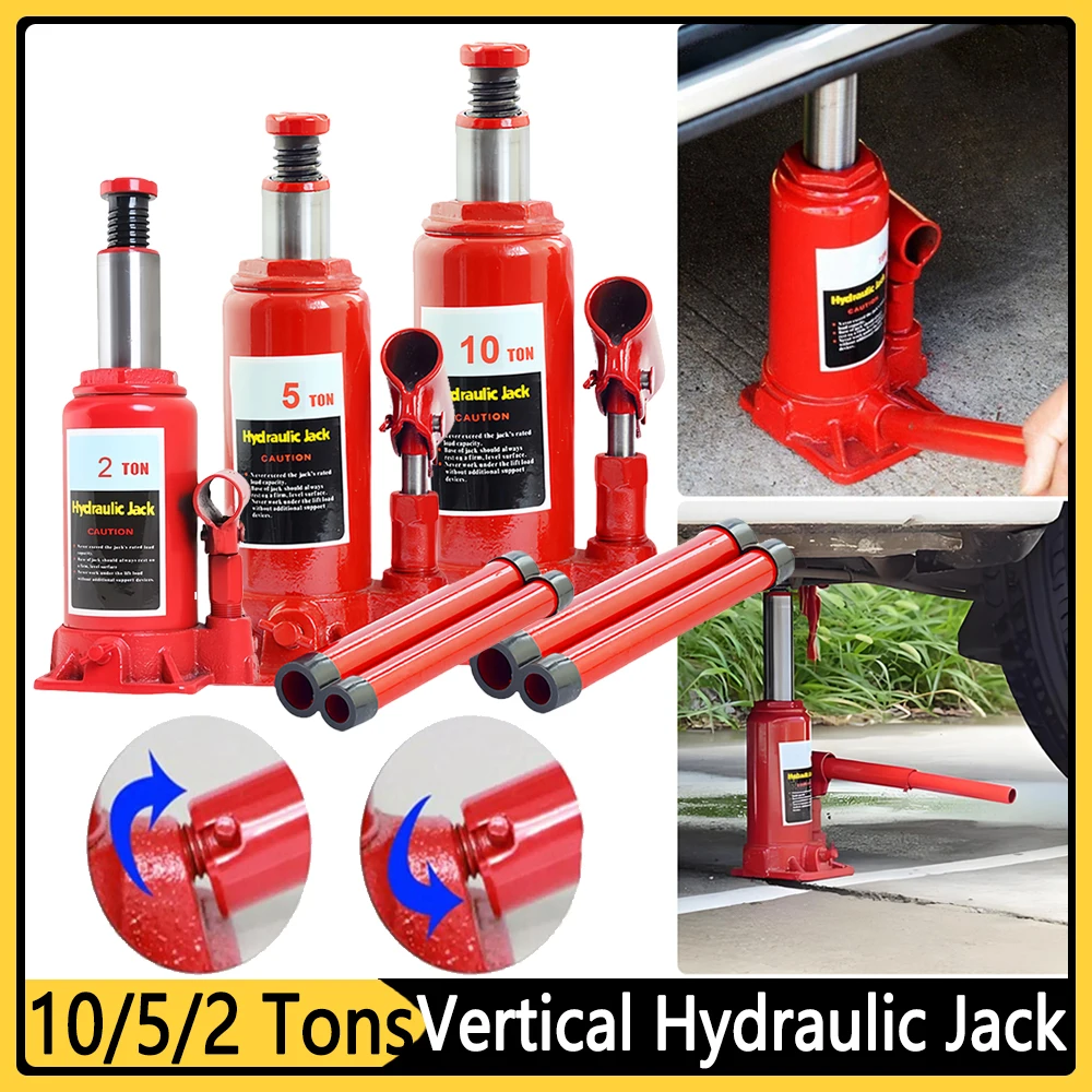 

2/5/10 Ton Welded Hydraulic Car Bottle Jack Jack Pad Car Lift Stand Welded Bottle Jack for Car Pickup Truck RV Repair