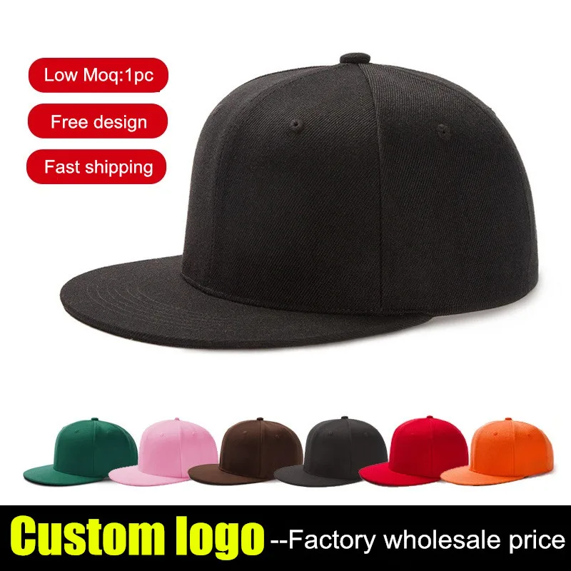 Adult women 48 colors solid acrylic trucker hats Flat bill sports hat for men Custom logo embroidery snapback hat Baseball cap