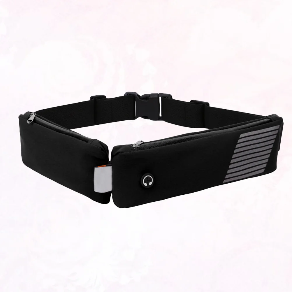 حقيبة خصر خارجية خفيفة الوزن مقاومة للماء وجيب مزدوج وحزام جري لمفاتيح الهاتف وبطاقات وسماعات الأذن مناسبة للركض