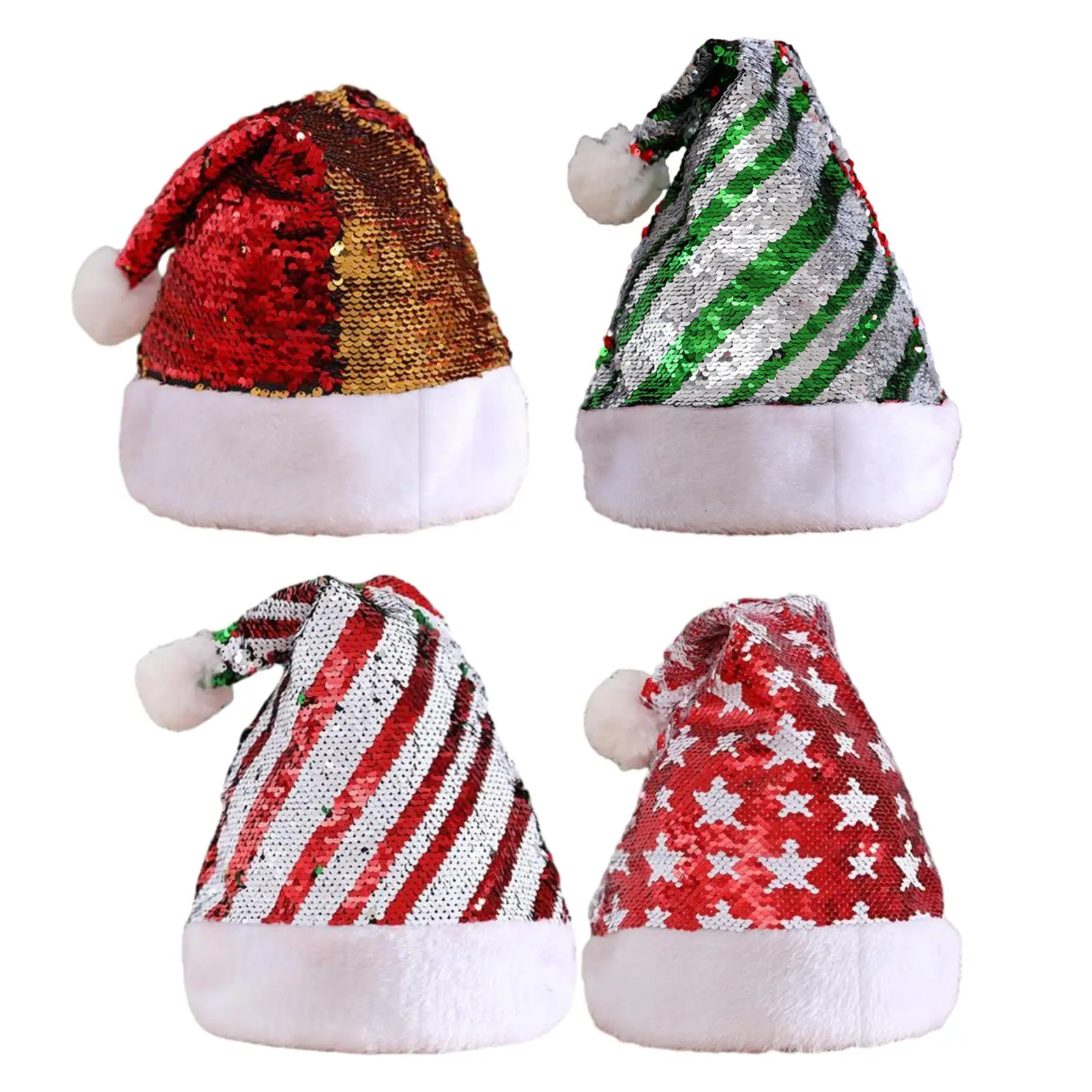 Sequin Christmas Hat Men Women Fancy Dress Cap for Winter Holiday Festive