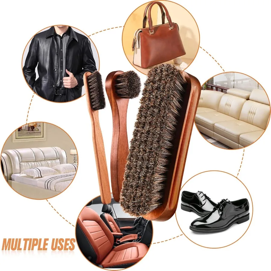 4 قطعة الحصان تألق الأحذية مجموعة فرشاة البولندية Dauber قضيب تنظيف أحذية من الجلد الأحذية الرعاية فرش الجلد المدبوغ فرشاة تنظيف مع #5