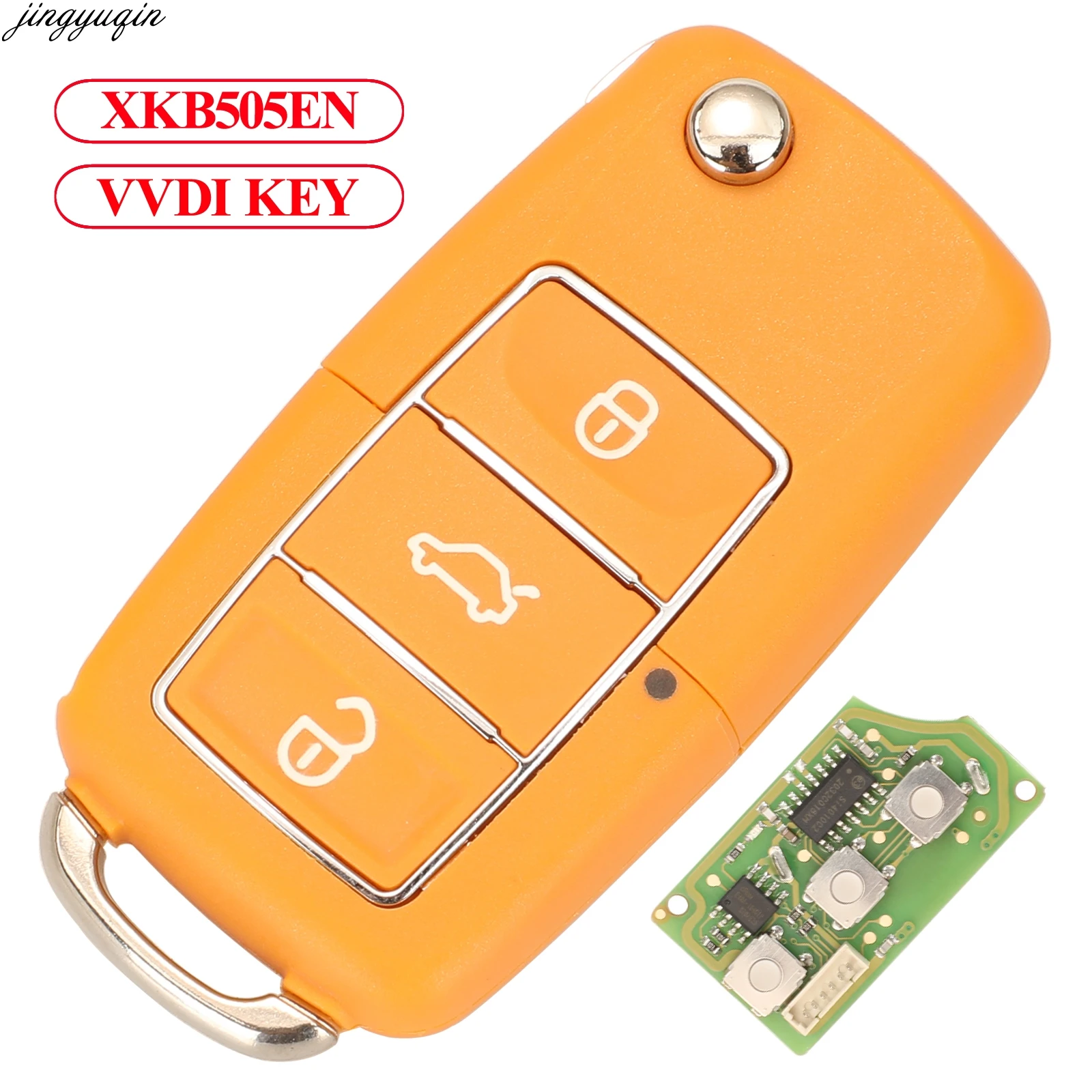 

Jingyuqin VVDI Wire Remote Control Car Key For Xhorse VVDI2 Mini Key Tool Fit VW Volkswagen XKB505EN 3 Buttons Yellow Fob