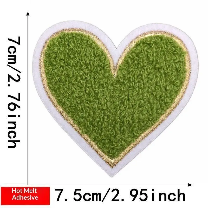 Mehrfarbige Handtuch-Stickerei-Herz-Aufnäher zum Aufbügeln, weich, flauschig, einfach anzubringen, perfekt für DIY-Jacken, Taschen, Bastelarbeiten, Dekorationen. – Detail 13