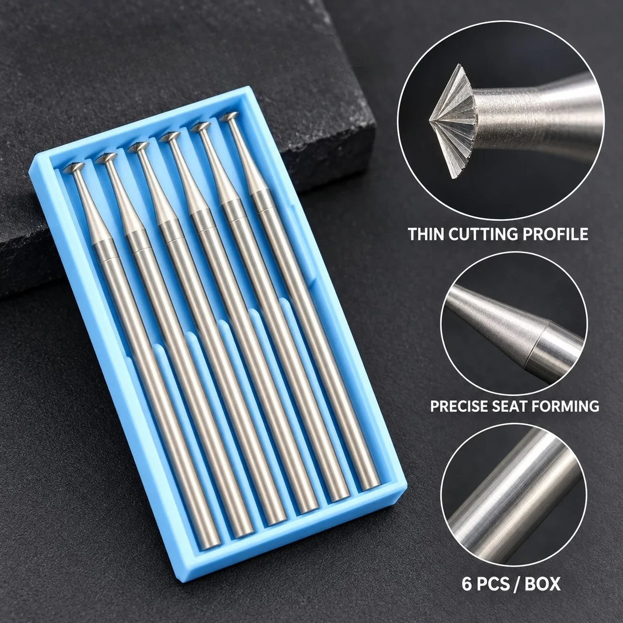 253W Steel Hart Bur Bearing Cutter Jewelry Stone Setting Ring Seats Rotary Cutting Bur 6pcs/box Jewelry tools DIY tools