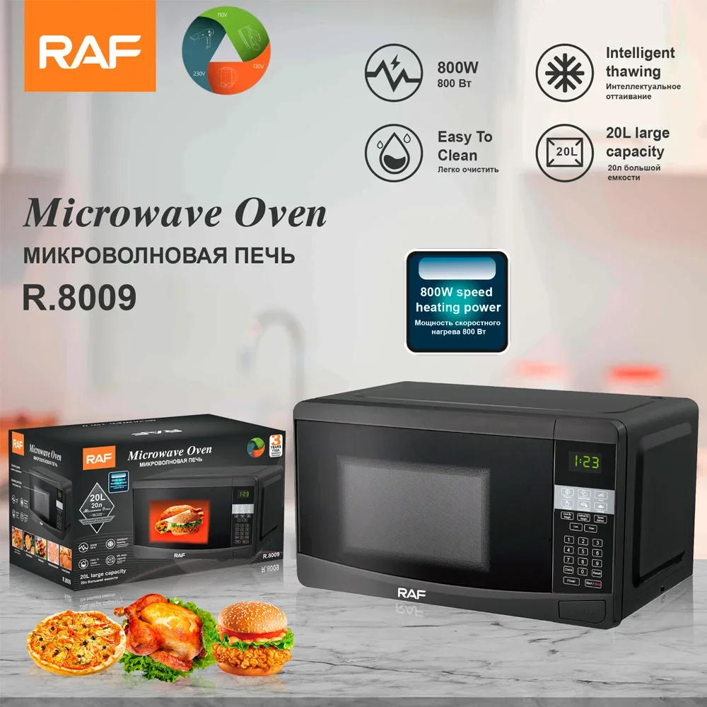 RAF Popular Smart Auto Menus 20L Glass Turntable Digital Countertop Microwave Oven