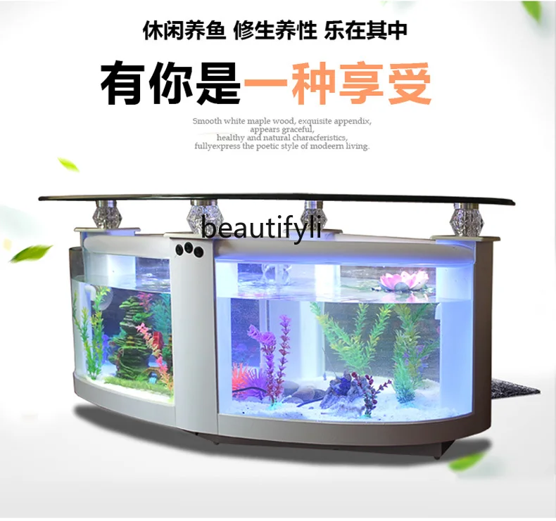 Oval Coffee Table Fish Tank Living Room Ecological Aquarium Glass Desktop Creativity Free Water Tank