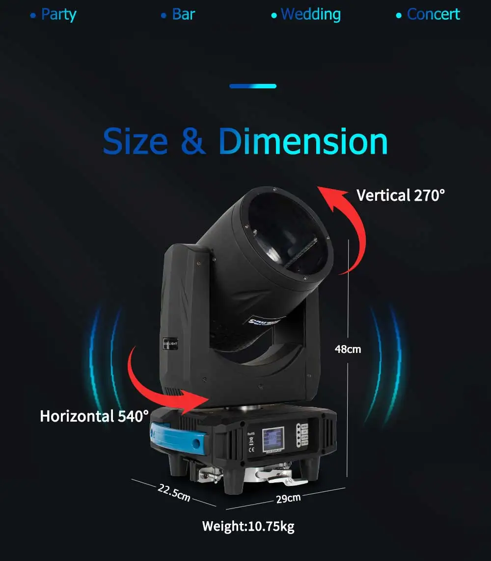 SHEHDS 400W RGBY COB Moving Head Zoom Wash Licht Für DJ Disco Party Hochzeit Nachtclub Bühne Lichteffekt professionelle – Detail 3