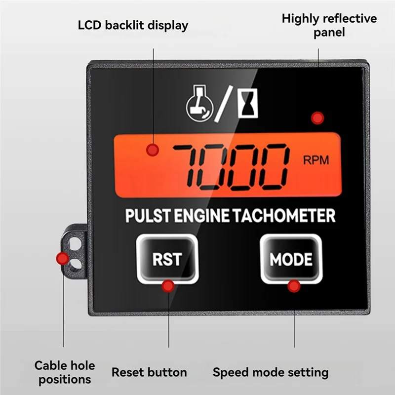 M93K-Tachometer Hour Meter Backlight Display RPM Digital Display Battery Replaceable Handheld Induction Chainsaw Lawnmover