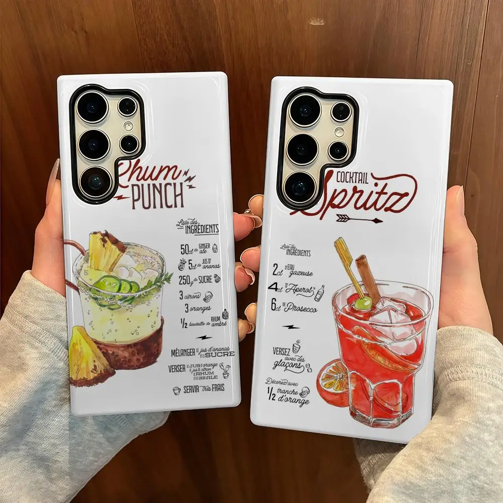 

Modern cocktail wine Phone Case For Samsung S25 Film Shell Luxury GalaxyS24Ultra 23plus S22 21 A56 36 26 16 Double layer Cover