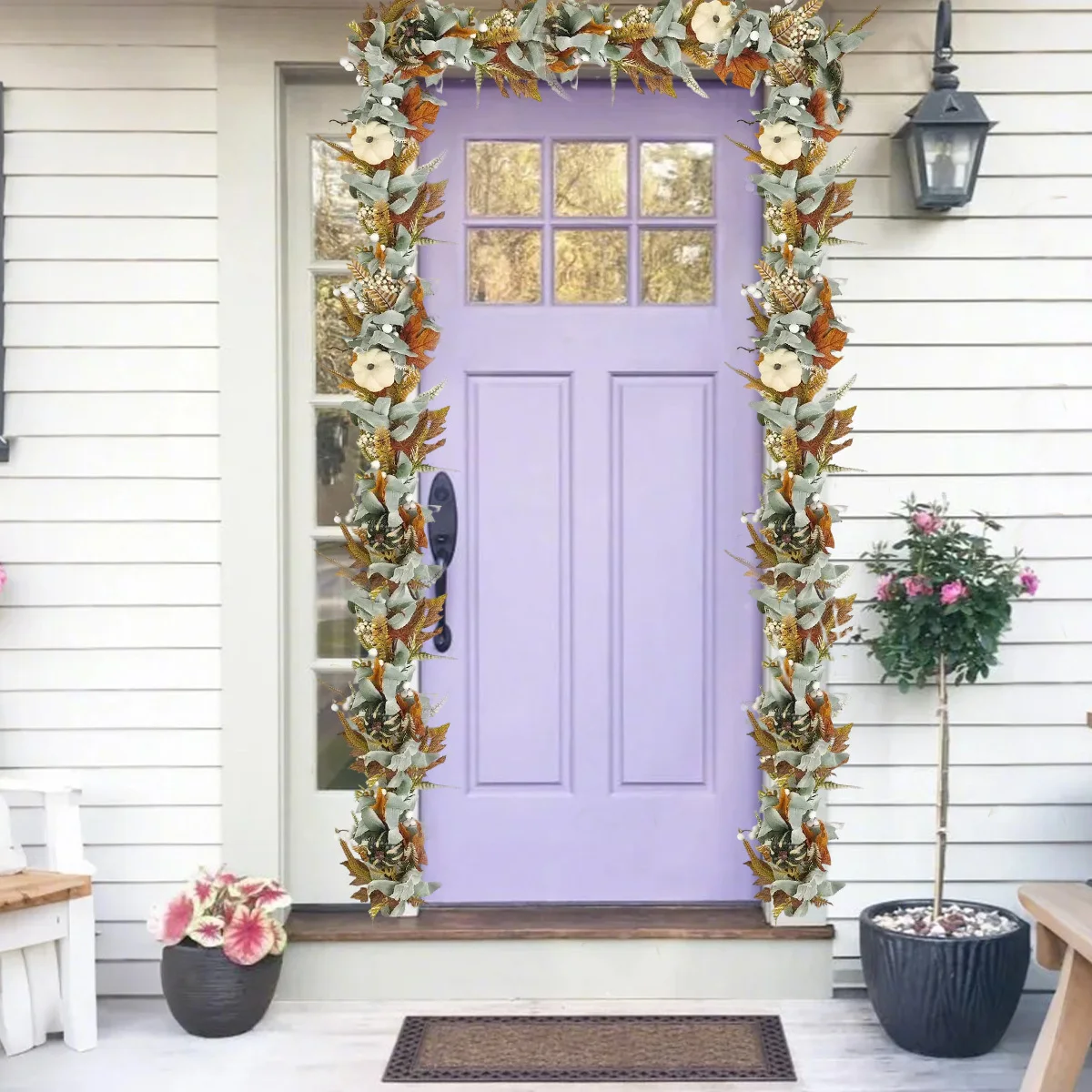 

Maple Leaf Garland Hanging Vine 5.9ft Artificial Berries Pumpkin Autumn Decoration for Wedding Party Dinner Fireplace