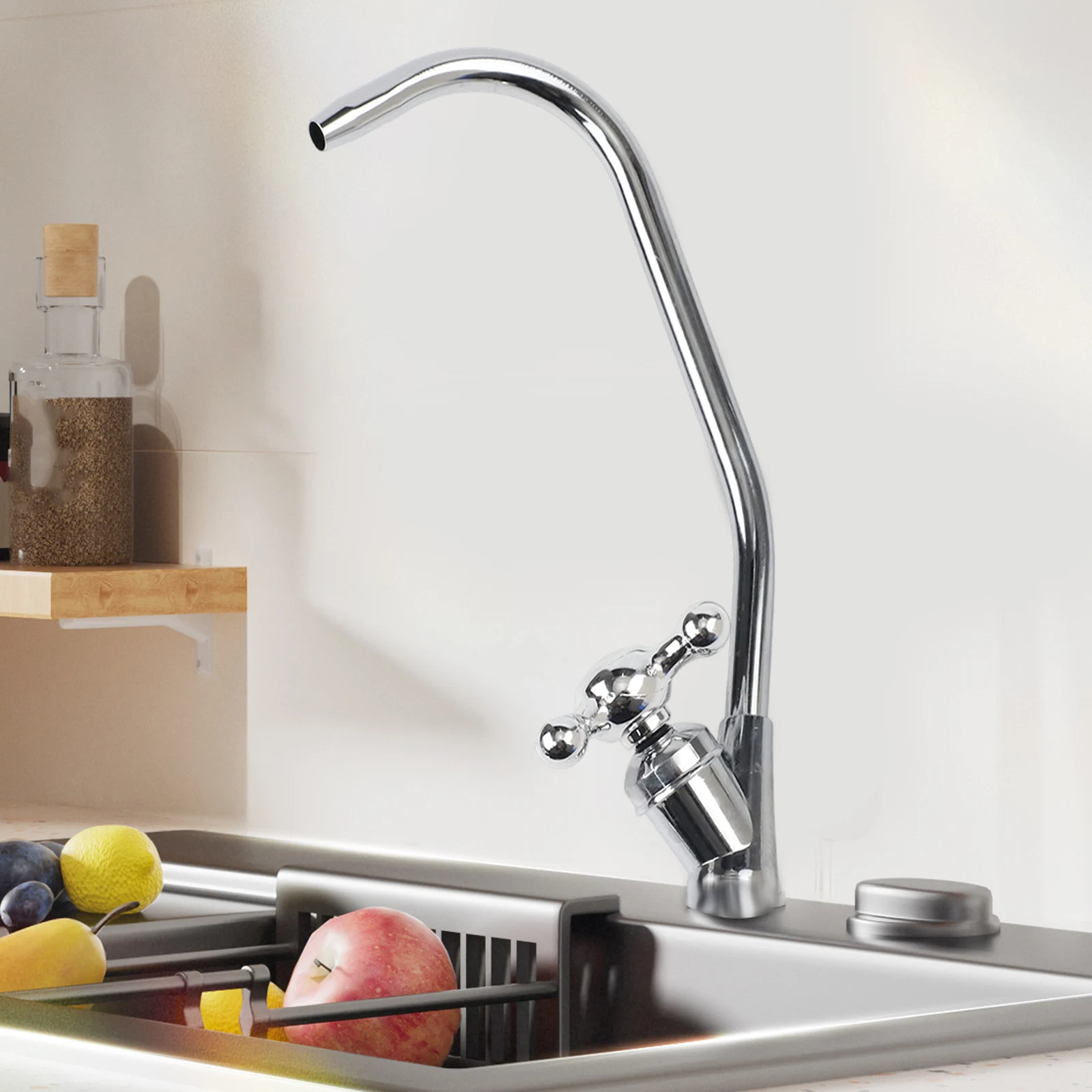 

Kitchen Faucet With For 360° Swivel Spout Single Cold Filter Water 304 Stainless Steel Bidet Faucet Bathroom Accessories