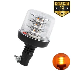 12V 24V LED Waterproof Amber Warning Emergency Strobe Light W/ Screws Flashing Beacon Rotating Signal Truck Tractor School Bus