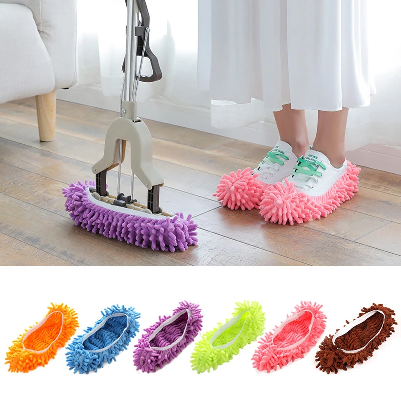 

6PCS Vacuum Cleaners Mop Slippers Slip-on Shoe Covers Cleaning Shoes Reusable Microfiber Foot Socks Floor Cleaning Dust Slipper