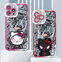 Marvel Spidermans Cartoon Cute Case for iPhone 15 16 Plus XR 13 16 Pro Max 14 Pro 12 Mini X XS SE 11 Bag Transparent Soft Cover