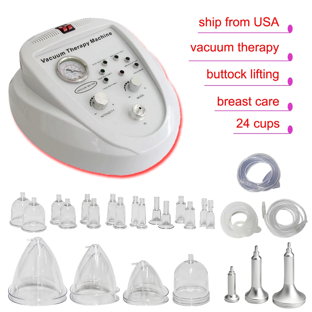 New Vacuum Therapy Machine Breast Enhancer Body Slimming Buttock Lifting 24 Cups Beauty Slaon Device Vacuum Massager CuppingTool