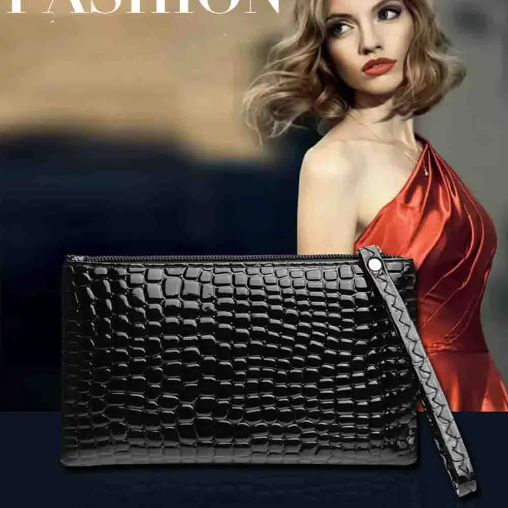New Pu Crocodile Grain Hand Bag Wallet Woman Scratch Resistant Korean Mobile Phone Bag Business Lady Clutch Bag Coin Purse