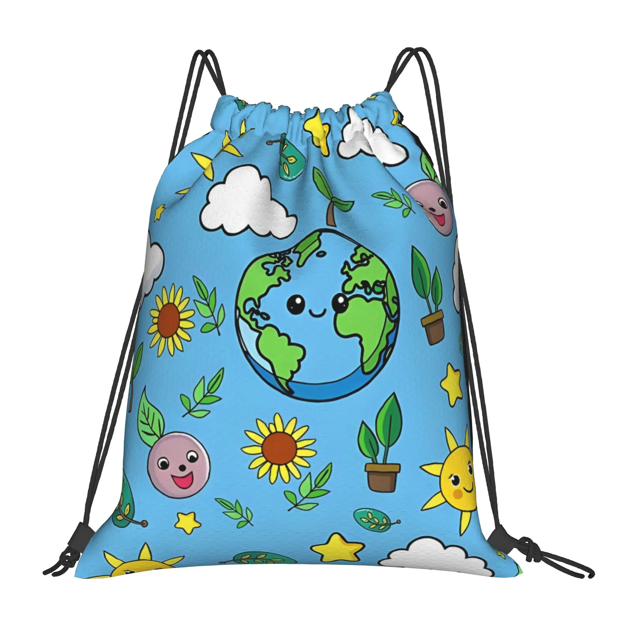 Earth Day Every Day, Celebrating Earth Day  Multi-function Pocket Men Women Storage Backpack  Travel Bag Print Drawstring Bags
