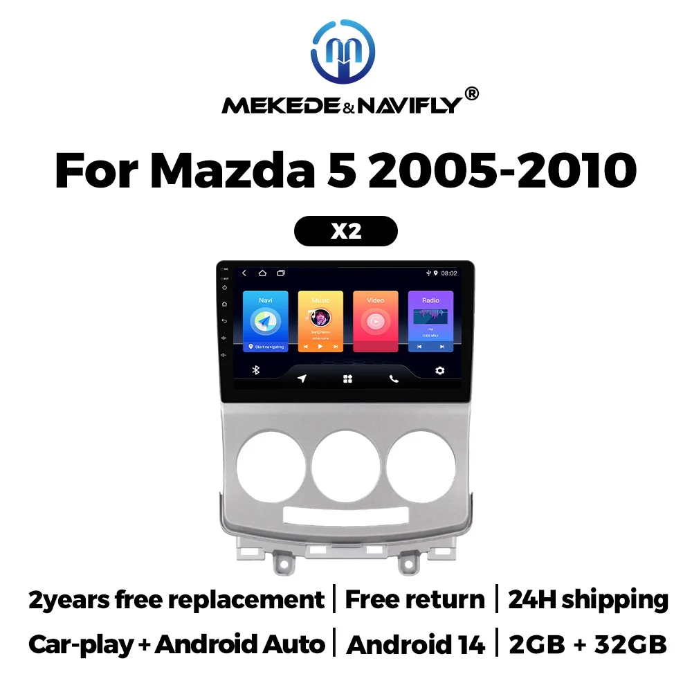 

Автомагнитола Android 14 для Mazda 5 (2005-2010) с мультимедийным видеоплеером, беспроводным CarPlay и Android Auto, IPS-экран