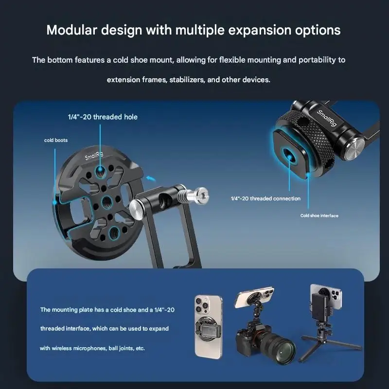 SmallRig Support Cold Shoe Mount Plate MagSafe Phone Mount Holder for Selfies Camera Monitor Retainer Bracket 5156/5155/5157 New view 5