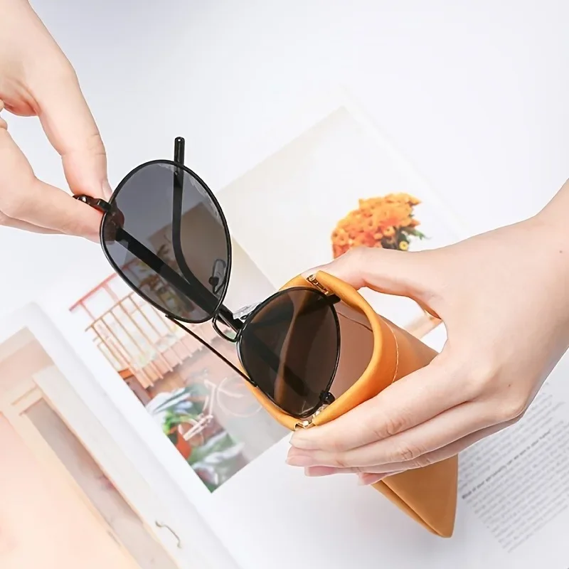 Fashion Soft PU Leather Glasses Bag Pouch Case Universal Fit for Reading Glasses Sunglasses Eyewear Accessories